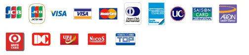 VISA、MasterCard、JCB、American Express など代表的なクレジットカード全てが使えます